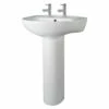 Nuie Melbourne 550mm Basin With 2 Tap Holes And Full Pedestal - CML003