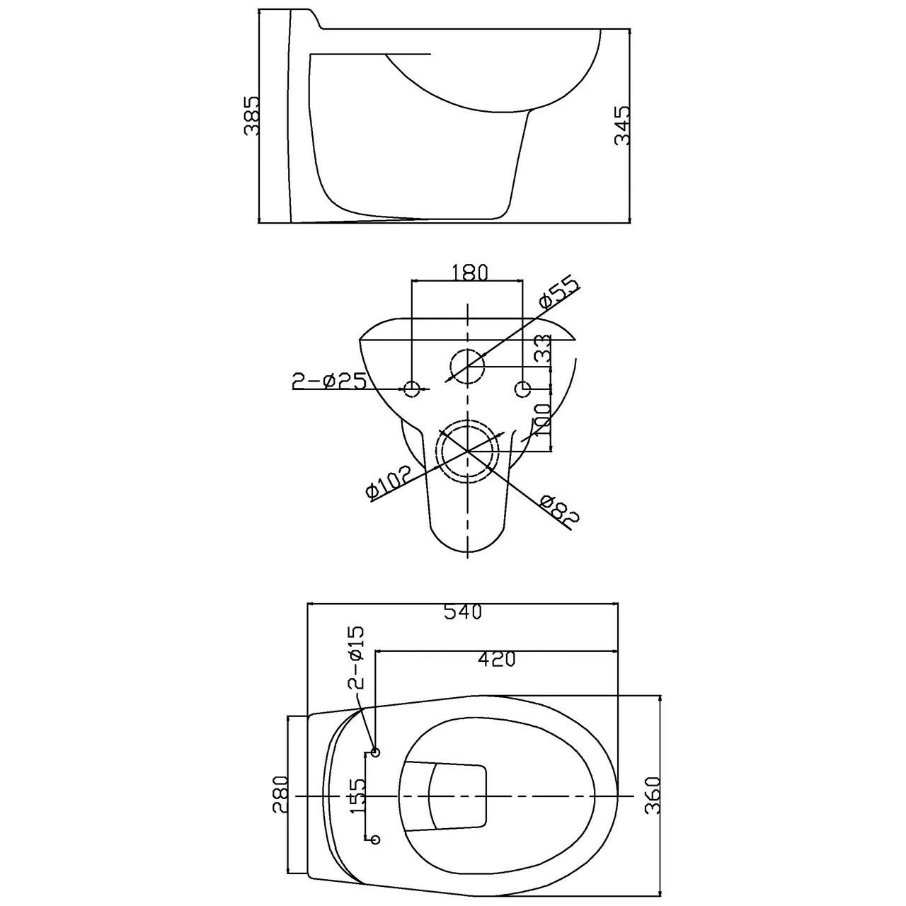 Nuie Melbourne Wall Hung Toilet Pan - NCS140 4 Nuie Melbourne Wall Hung Toilet Pan - NCS140 - Image 2