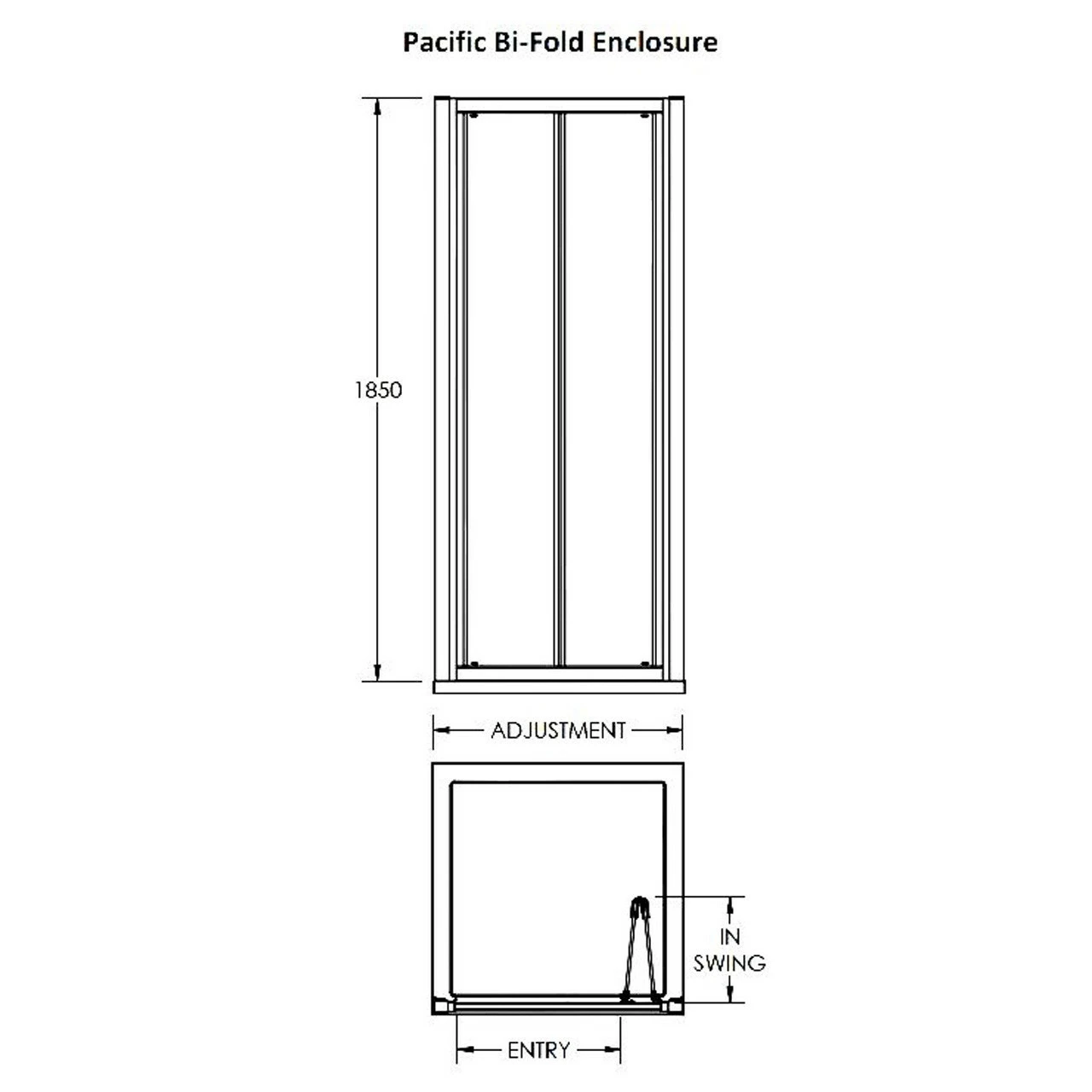 Nuie Pacific 1200mm Bi-Fold Shower Door - AQBD12 - Image 5