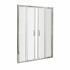 Nuie Pacific 1500mm Double Sliding Shower Door With Rounded Polished Chrome Handle - AQSLD15H3