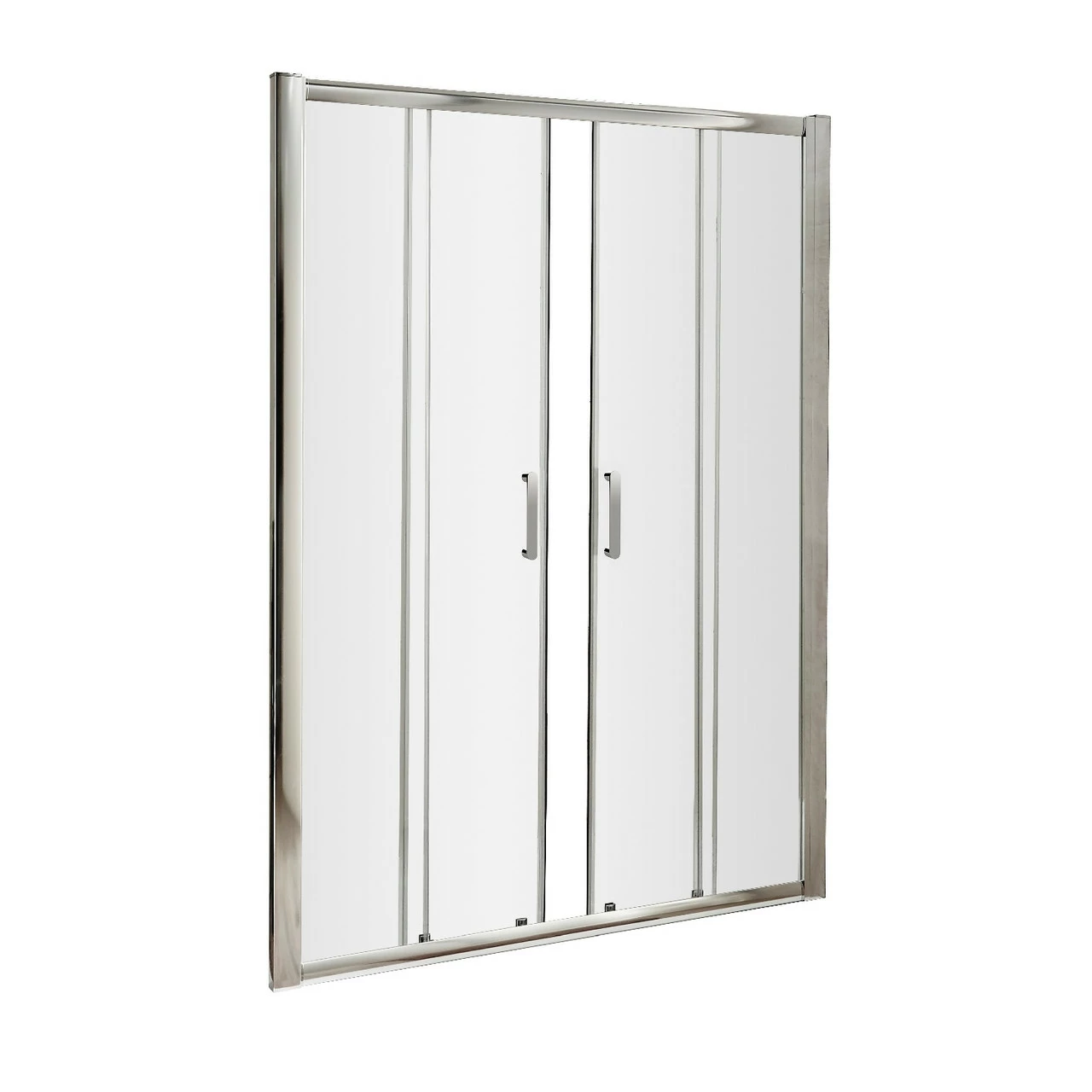 Nuie Pacific 1500mm Double Sliding Shower Door With Rounded Polished Chrome Handle - AQSLD15H3
