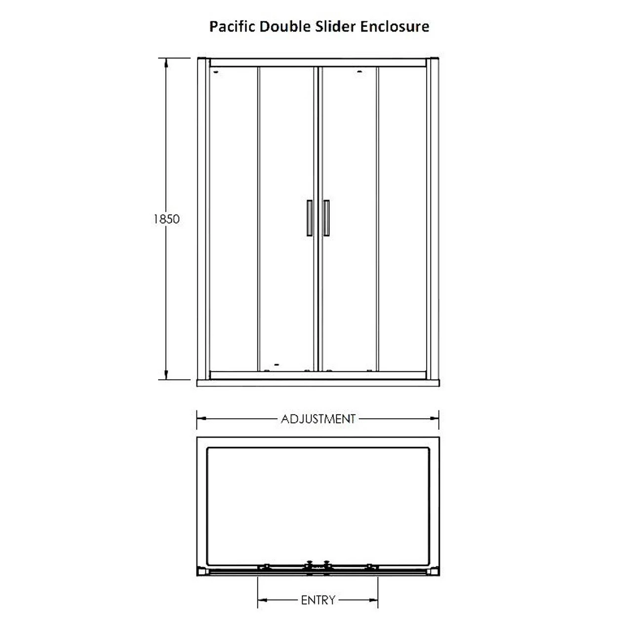 Nuie Pacific 1600mm Double Sliding Shower Door - AQSLD16 - Image 5