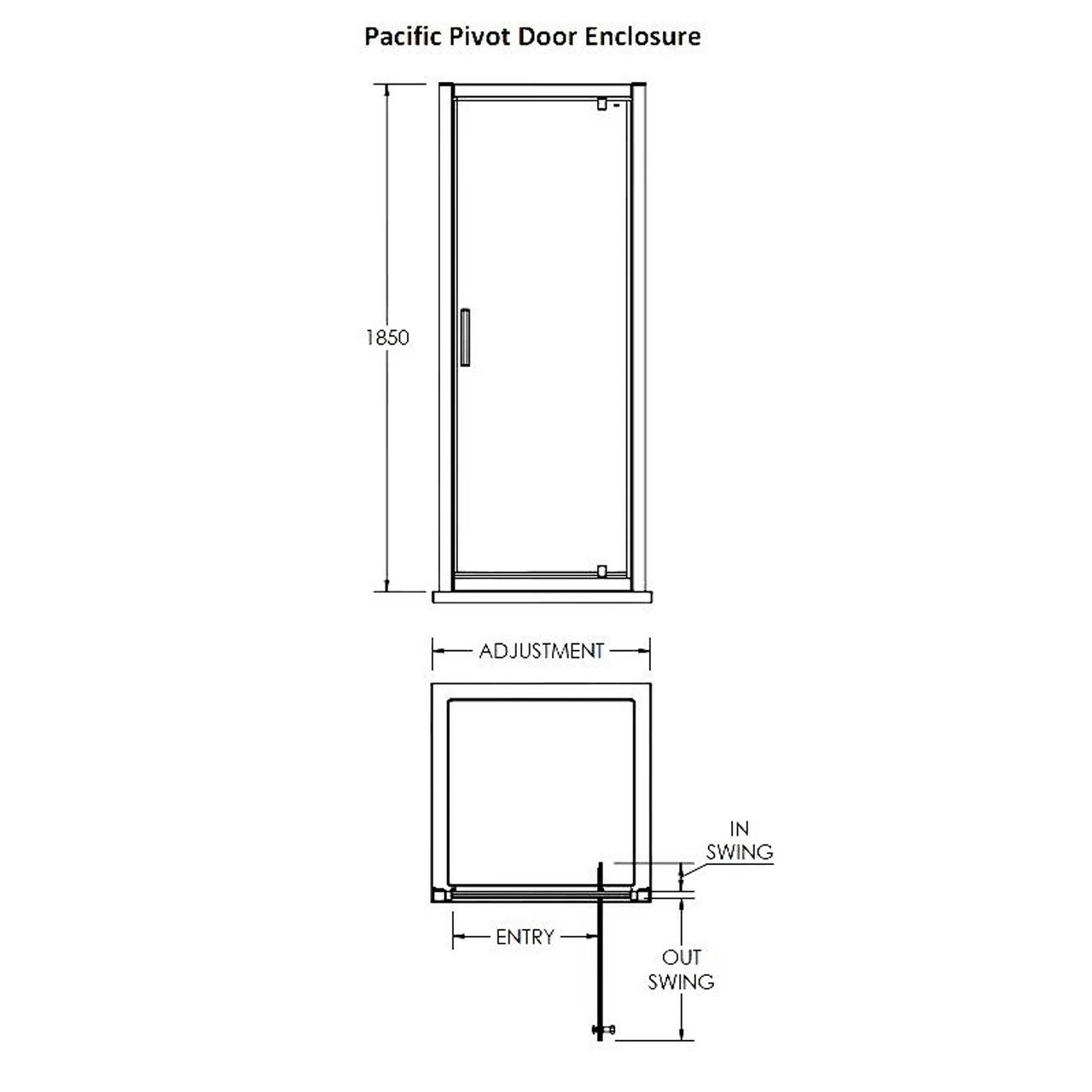 Nuie Pacific 900mm Pivot Shower Door - AQPD90 7 Nuie Pacific 900mm Pivot Shower Door - AQPD90 - Image 5