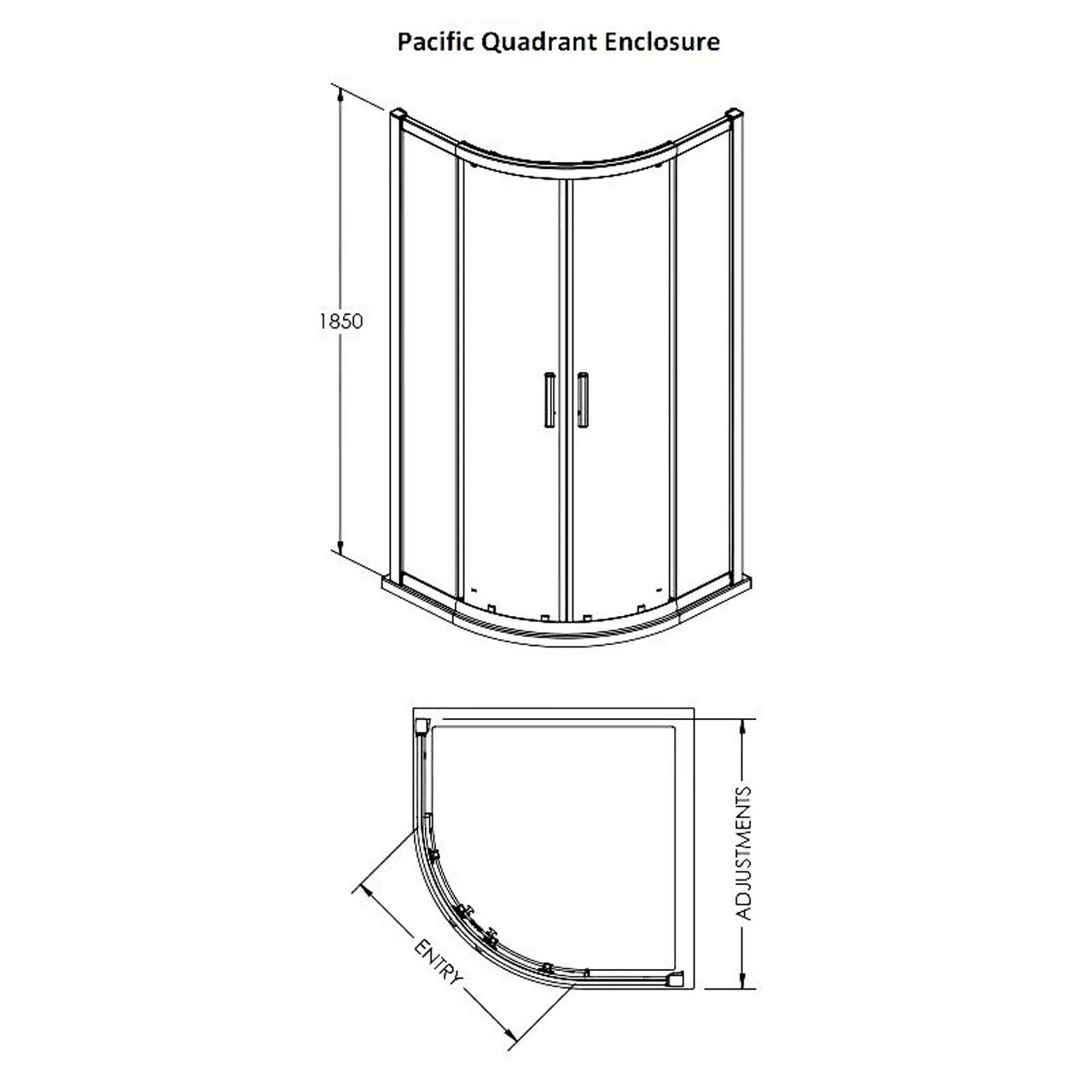 Nuie Pacific 900mm Quadrant Shower Enclosure - AQU9 7 Nuie Pacific 900mm Quadrant Shower Enclosure - AQU9 - Image 5