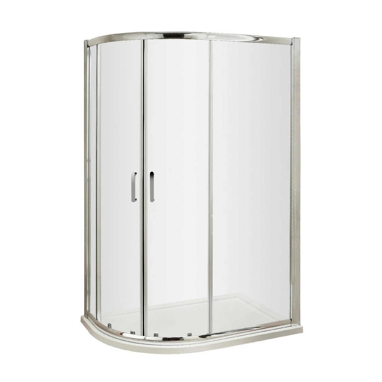 Nuie Pacific 900mm X 760mm Offset Quadrant Shower Enclosure With Rounded Polished Chrome Handle - AQU769H3