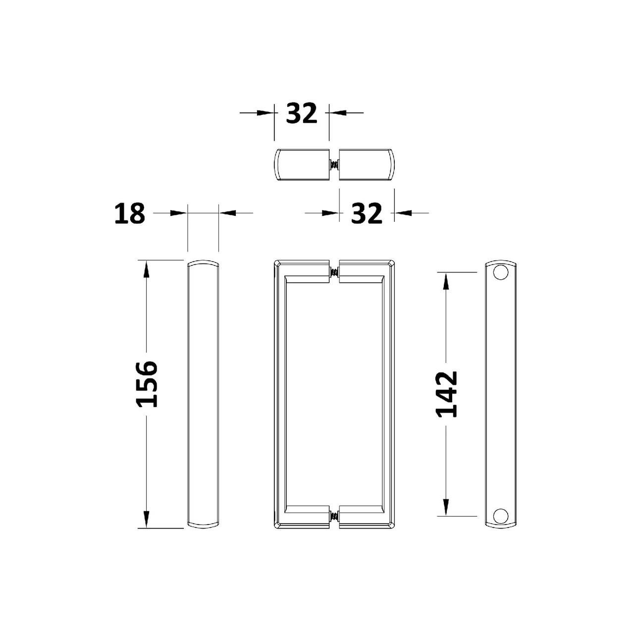 Nuie Pacific Matt Black 156mm Square Handle - HAN1005FA - Image 2
