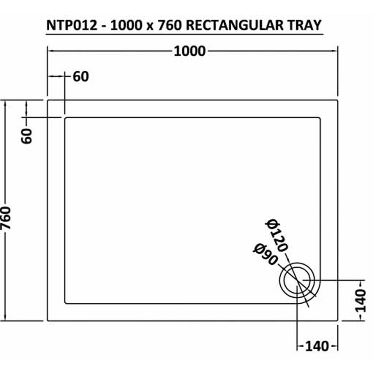 Nuie Pearlstone 1000mm X 760mm Rectangular Shower Tray With Corner Waste - NTP012 4 Nuie Pearlstone 1000mm X 760mm Rectangular Shower Tray With Corner Waste - NTP012 - Image 2