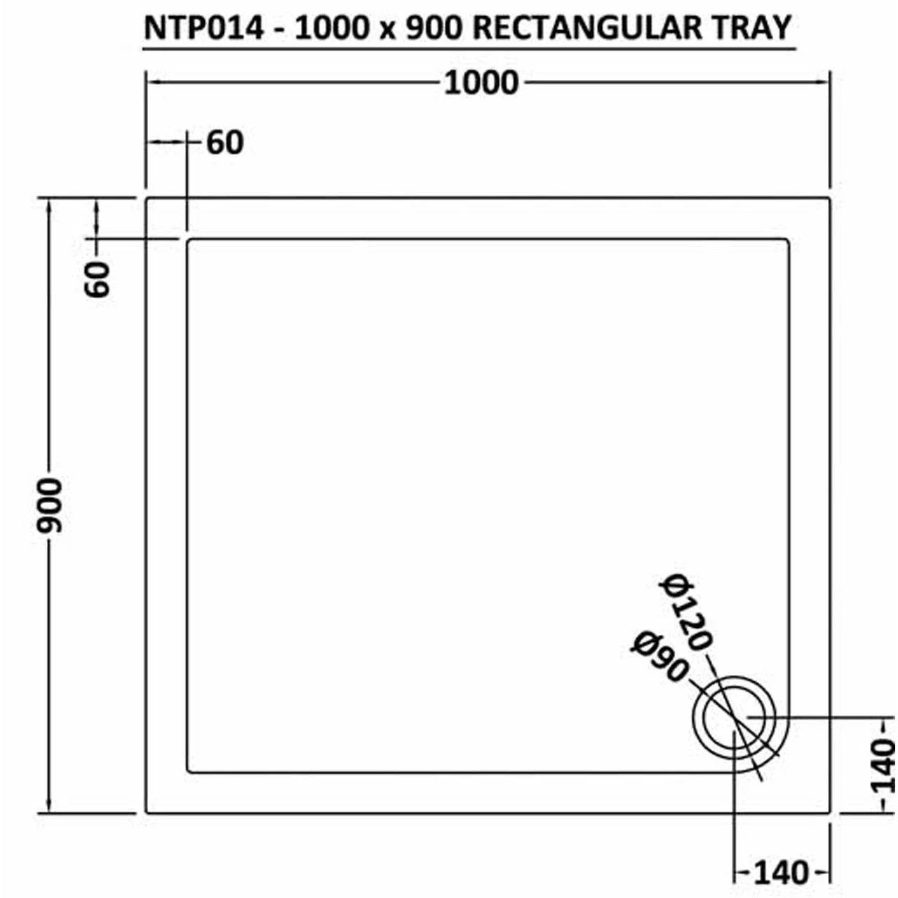 Nuie Pearlstone 1000mm X 900mm Rectangular Shower Tray With Corner Waste - NTP014 4 Nuie Pearlstone 1000mm X 900mm Rectangular Shower Tray With Corner Waste - NTP014 - Image 2