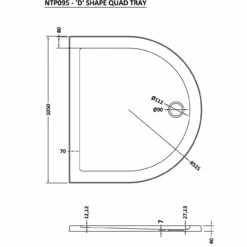 Nuie Pearlstone 1050mm X 950mm D Shape Shower Tray - NTP095 -Bathroom Products Sales Store nuie pearlstone 1050mm x 950mm d shape shower tray ntp095 four 28969.1652443564
