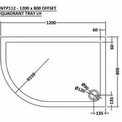 Nuie Pearlstone 1200mm X 800mm Left Hand Offset Quadrant Shower Tray - NTP112 -Bathroom Products Sales Store nuie pearlstone 1200mm x 800mm left hand offset quadrant shower tray ntp112 two 12217.1652443567