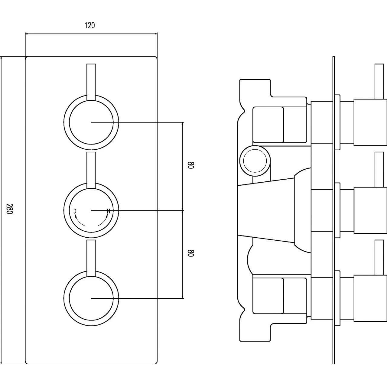 Nuie Quest Triple Thermostatic Shower Valve With Diverter - QUEV56 - Image 4