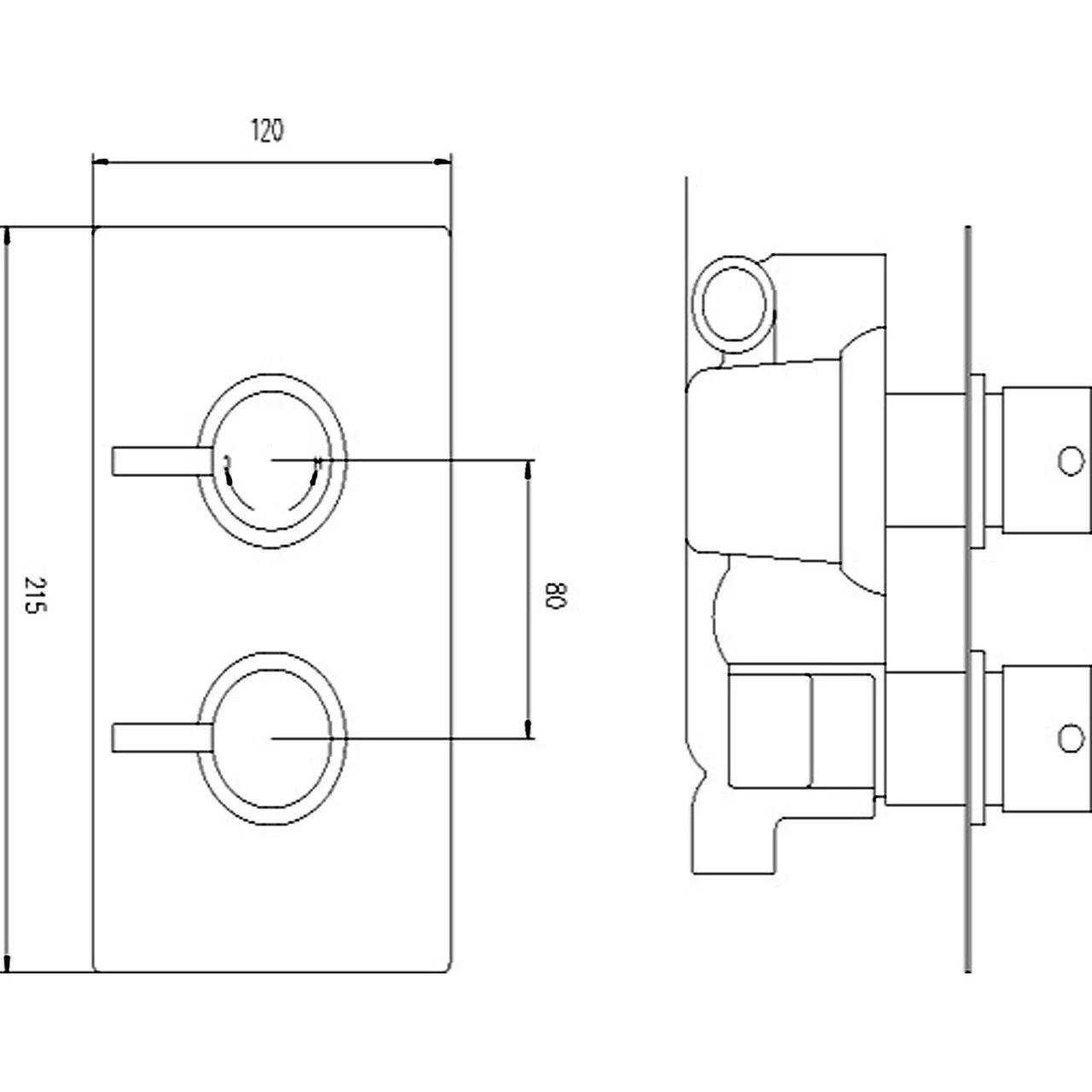 Nuie Quest Twin Thermostatic Shower Valve With Diverter - QUEV52 - Image 3
