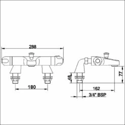 Nuie Reef Thermostatic Bath And Shower Mixer Tap - CD324 -Bathroom Products Sales Store nuie reef thermostatic bath and shower mixer tap cd324 two 03215.1652443119