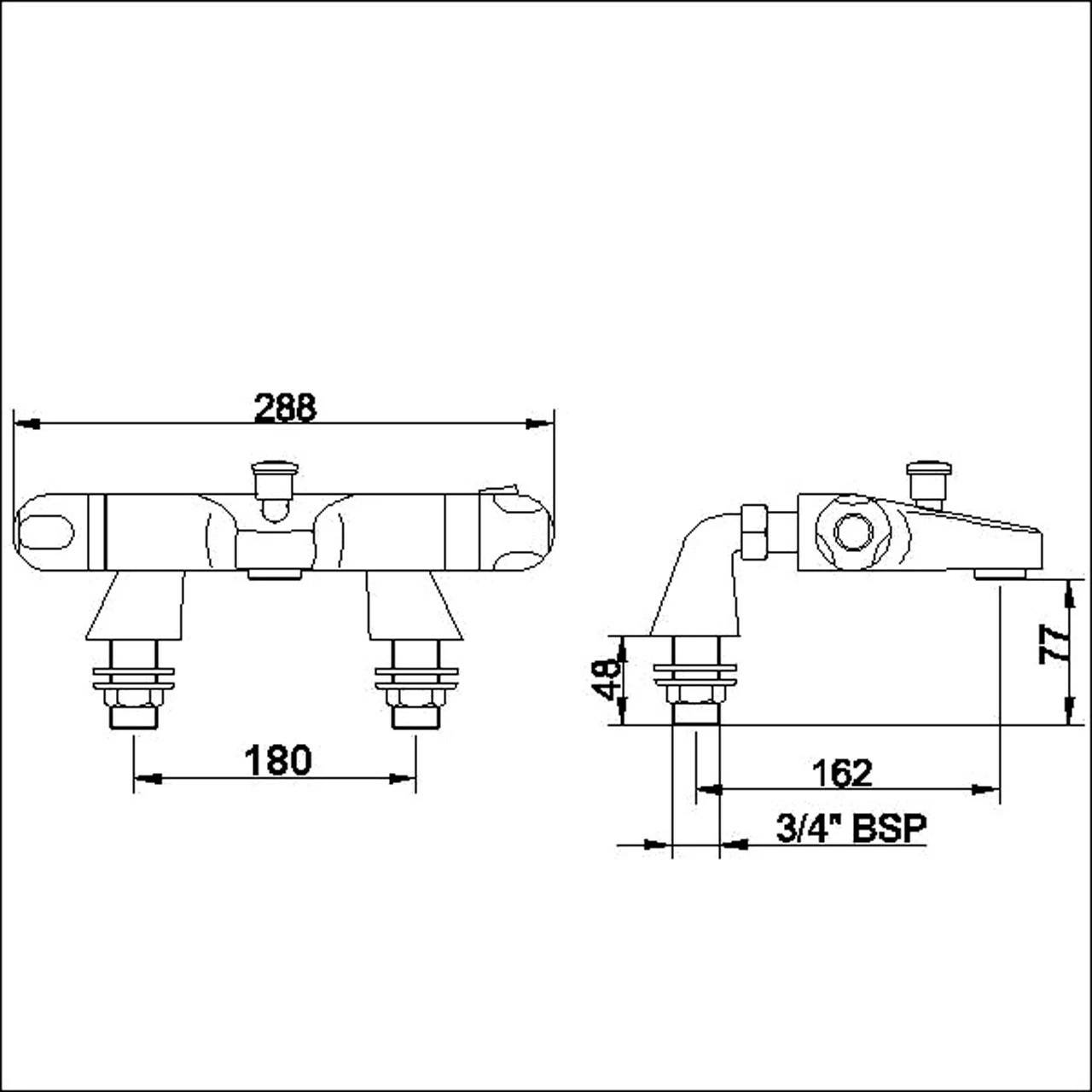 Nuie Reef Thermostatic Bath And Shower Mixer Tap - CD324 - Image 2