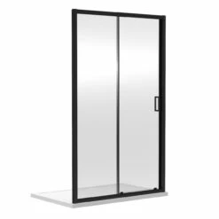 Nuie Rene Matt Black 1400mm Sliding Shower Door - SQSL14BP