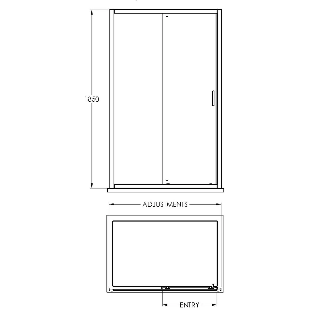 Nuie Rene Matt Black 1400mm Sliding Shower Door - SQSL14BP - Image 2