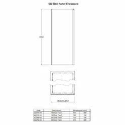 Nuie Rene Satin Chrome 800mm Shower Side Panel - SQSP80 5 Nuie Rene Satin Chrome 800mm Shower Side Panel - SQSP80 -Bathroom Products Sales Store nuie rene satin chrome 800mm shower side panel sqsp80 line drawing 71771.1666714544