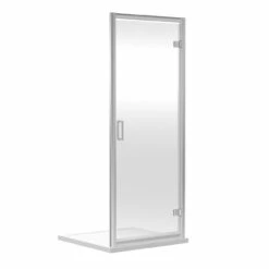 Nuie Rene Satin Chrome 900mm Hinged Shower Door - SQHD90