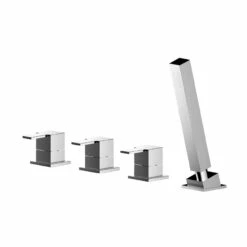 Nuie Sanford Polished Chrome Deck Mounted 4 Tap Hole Bath Shower Mixer Without Spout - SAN334