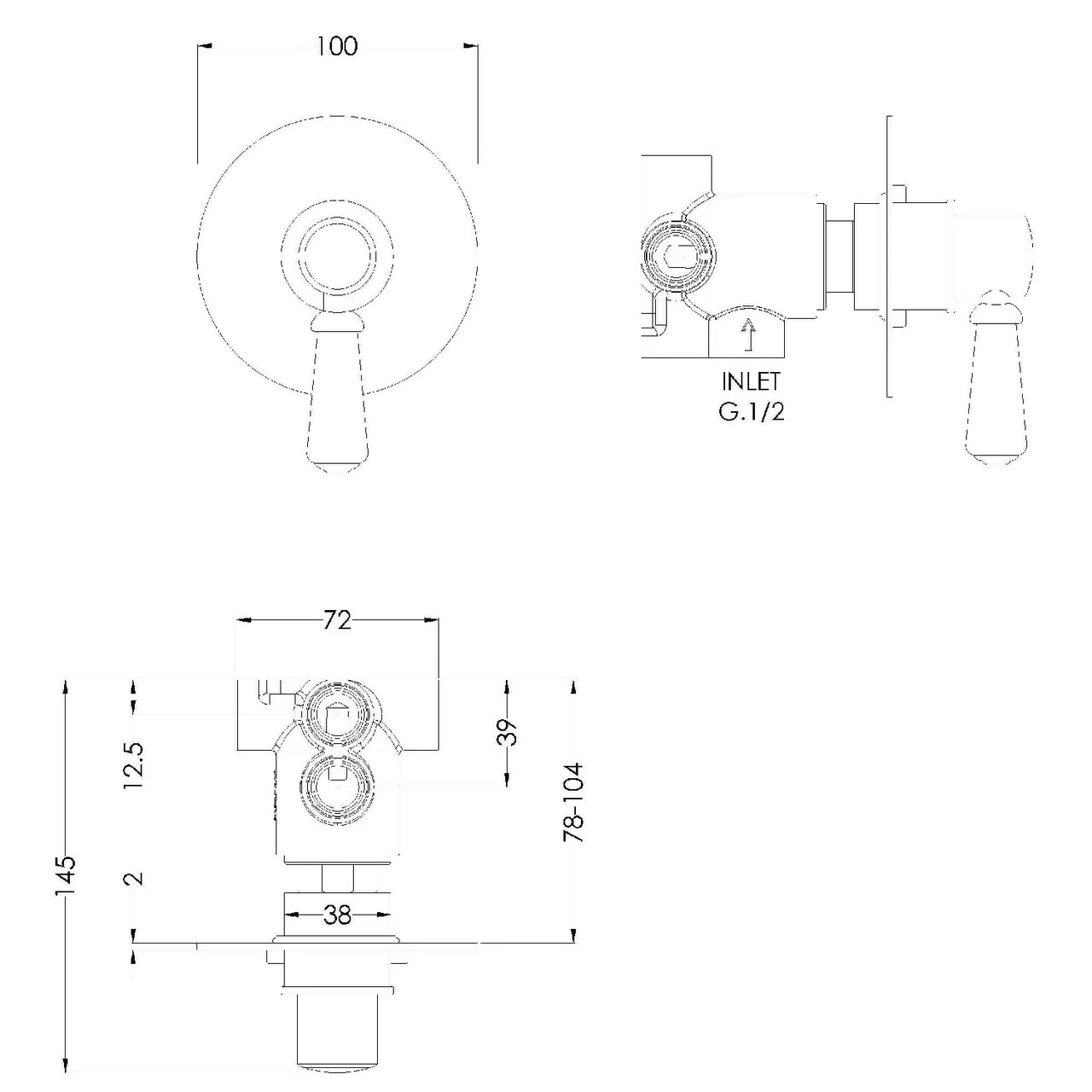 Nuie Selby Polished Chrome Traditional Concealed 2/3/4 Way Diverter Valve - SELWD14 4 Nuie Selby Polished Chrome Traditional Concealed 2/3/4 Way Diverter Valve - SELWD14 - Image 2