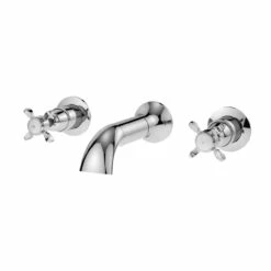 Nuie Selby Polished Chrome Wall Mounted Traditional Crosshead 3 Tap Hole Bath Filler Tap - SEL309DX