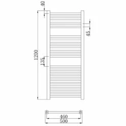 Nuie Square Ladder Chrome 1200mm X 500mm Heated Towel Rail - MTY109 -Bathroom Products Sales Store nuie square ladder chrome 1200mm x 500mm heated towel rail mty109 three 65611.1652443501