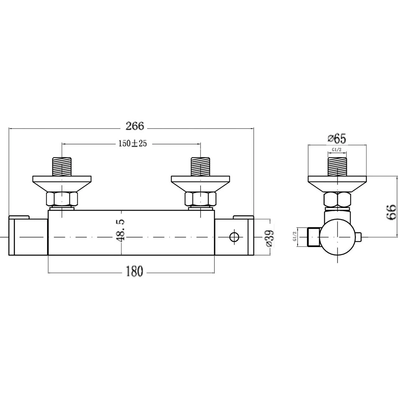 Nuie Thermostatic Shower Bar Valve With Bottom Outlet - VBS001 4 Nuie Thermostatic Shower Bar Valve With Bottom Outlet - VBS001 - Image 2