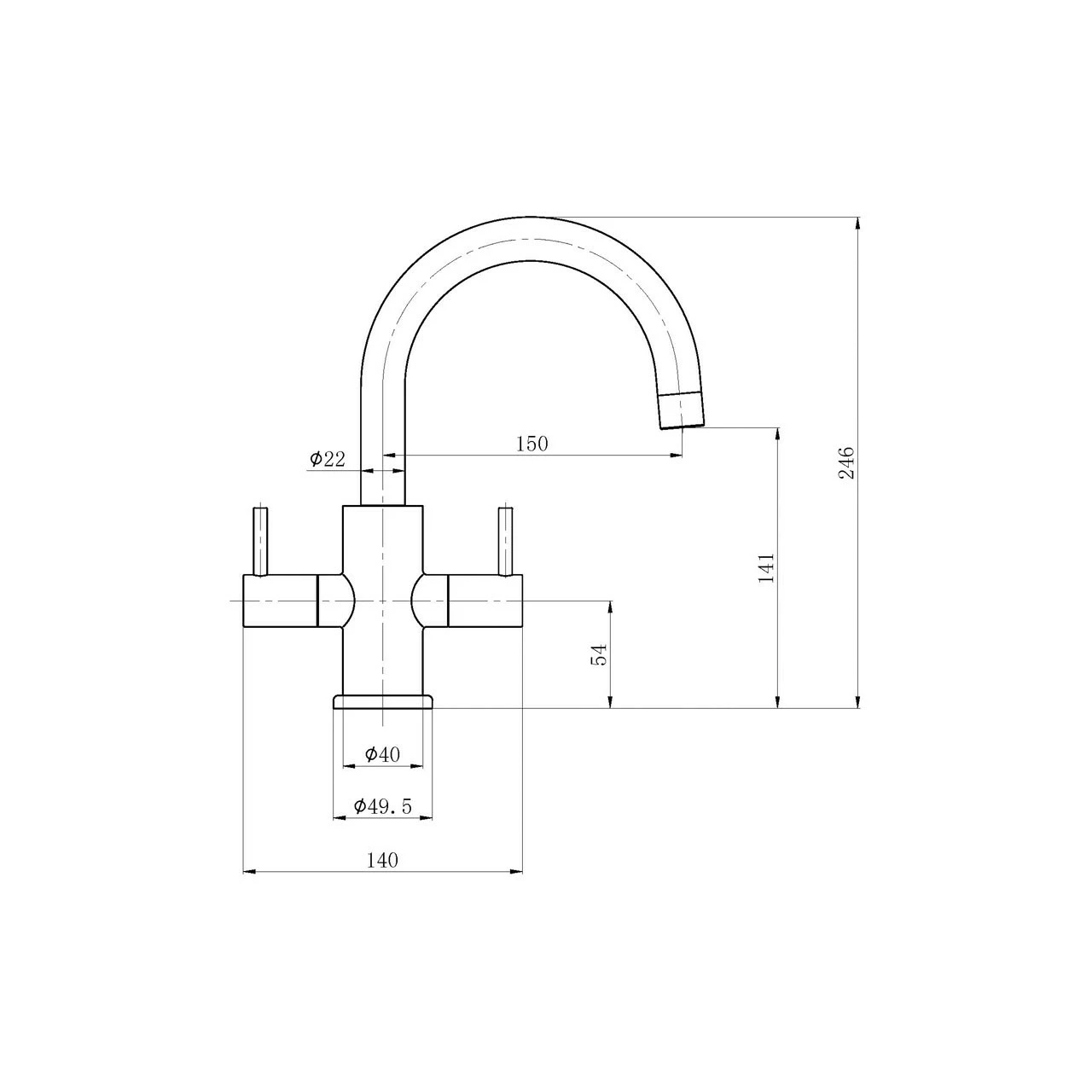 Nuie Two Handle Kitchen Sink Mixer With Swivel Spout - KC319 4 Nuie Two Handle Kitchen Sink Mixer With Swivel Spout - KC319 - Image 2
