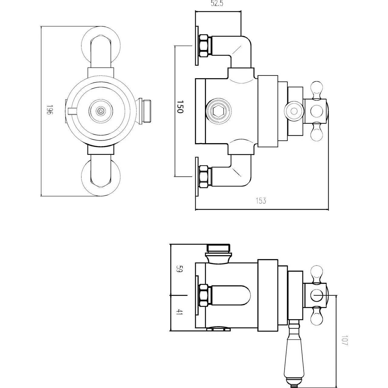 Nuie Victorian Dual Exposed Thermostatic Shower Valve - A3091E 5 Nuie Victorian Dual Exposed Thermostatic Shower Valve - A3091E - Image 3