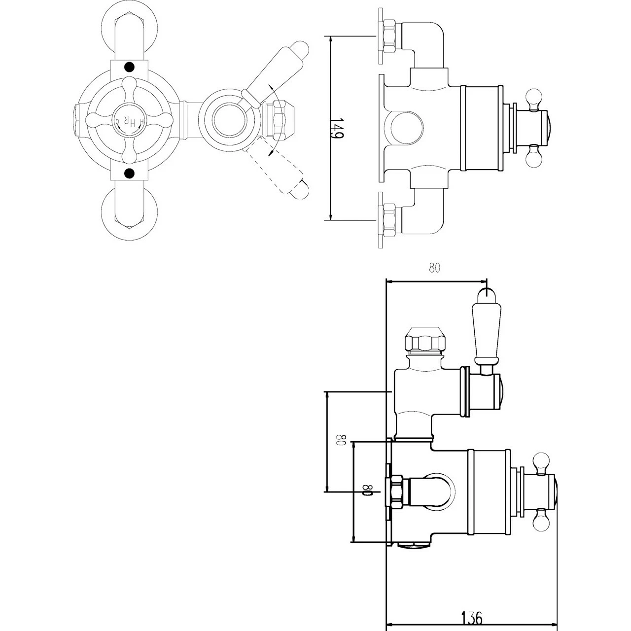 Nuie Victorian Twin Exposed Thermostatic Shower Valve - A3099E - Image 2