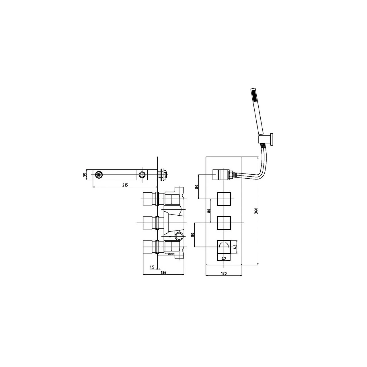 Nuie Volt Twin Thermostatic Shower Valve With Diverter And Outlet - A3077 4 Nuie Volt Twin Thermostatic Shower Valve With Diverter And Outlet - A3077 - Image 2