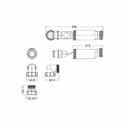 Nuie White In Line One Way Waste Trap For Furniture Basins - E323 -Bathroom Products Sales Store nuie white in line one way waste trap for furniture basins e323 line drawing 62653.1666714469