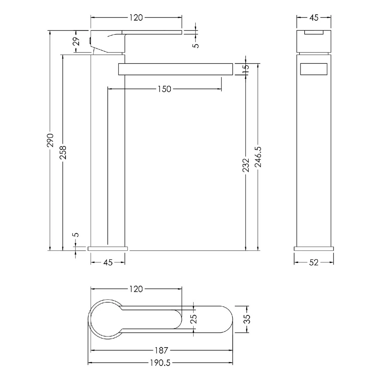 Nuie Windon Brushed Gunmetal High Rise Basin Mixer Tap - WIN770 - Image 2