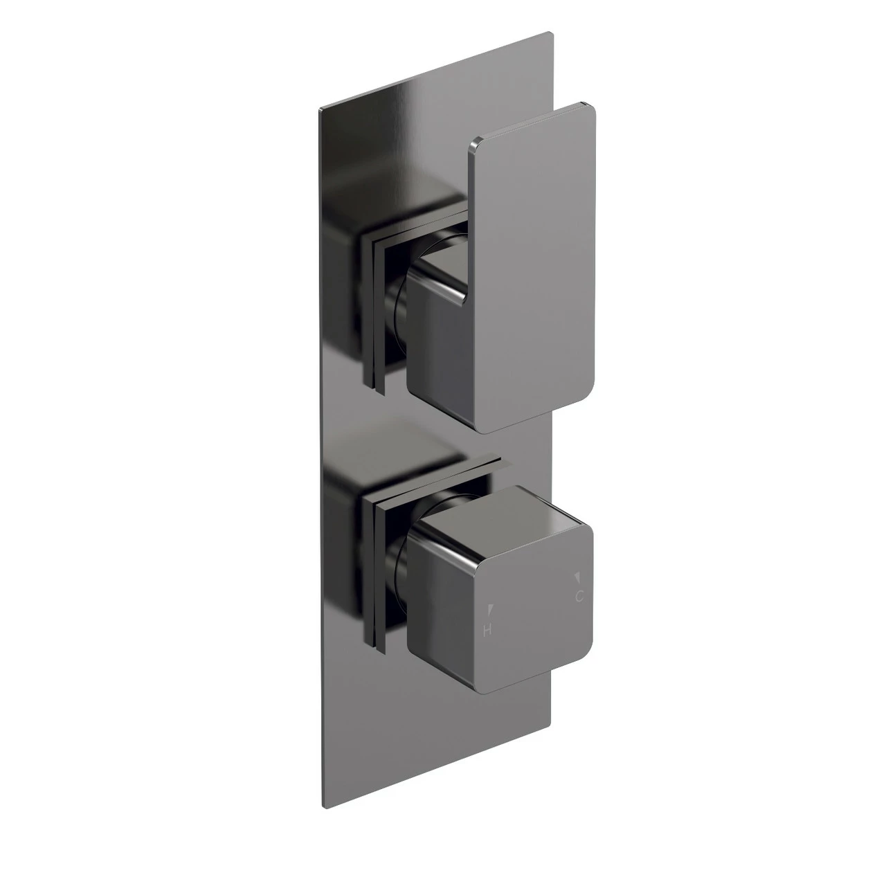 Nuie Windon Brushed Gunmetal Twin Concealed Thermostatic Shower Valve - WIN7TW01