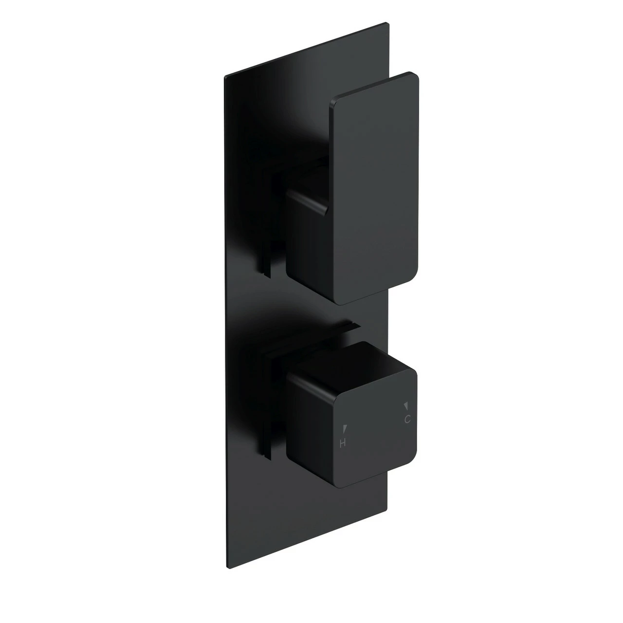 Nuie Windon Matt Black Twin Concealed Thermostatic Shower Valve - WIN4TW01