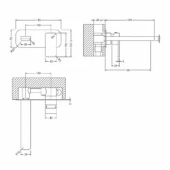 Nuie Windon Matt Black Wall Mounted 2 Tap Hole Basin Mixer With Plate - WIN428 -Bathroom Products Sales Store nuie windon matt black wall mounted 2 tap hole basin mixer with plate win428 line drawing 85332.1666714554