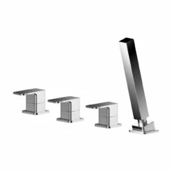 Nuie Windon Polished Chrome Deck Mounted 4 Tap Hole Bath Shower Mixer Without Spout - WIN334