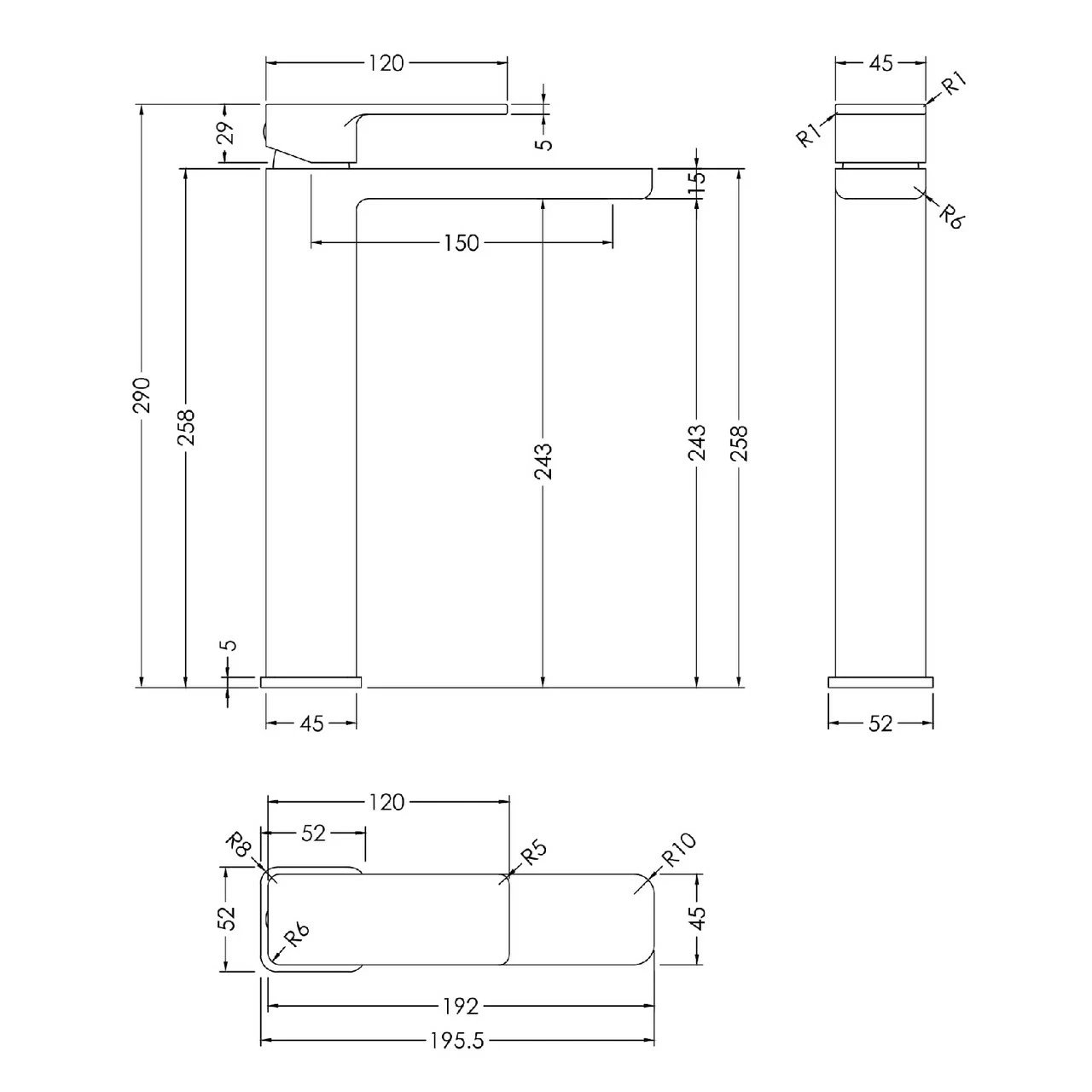 Nuie Windon Polished Chrome High Rise Basin Mixer Tap - WIN370 - Image 2