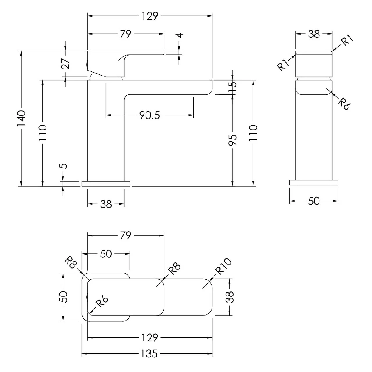 Nuie Windon Polished Chrome Mini Mono Basin Mixer - WIN315 - Image 2