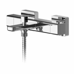 Nuie Windon Polished Chrome Wall Mounted Thermostatic Bath Shower Mixer Tap - WIN005