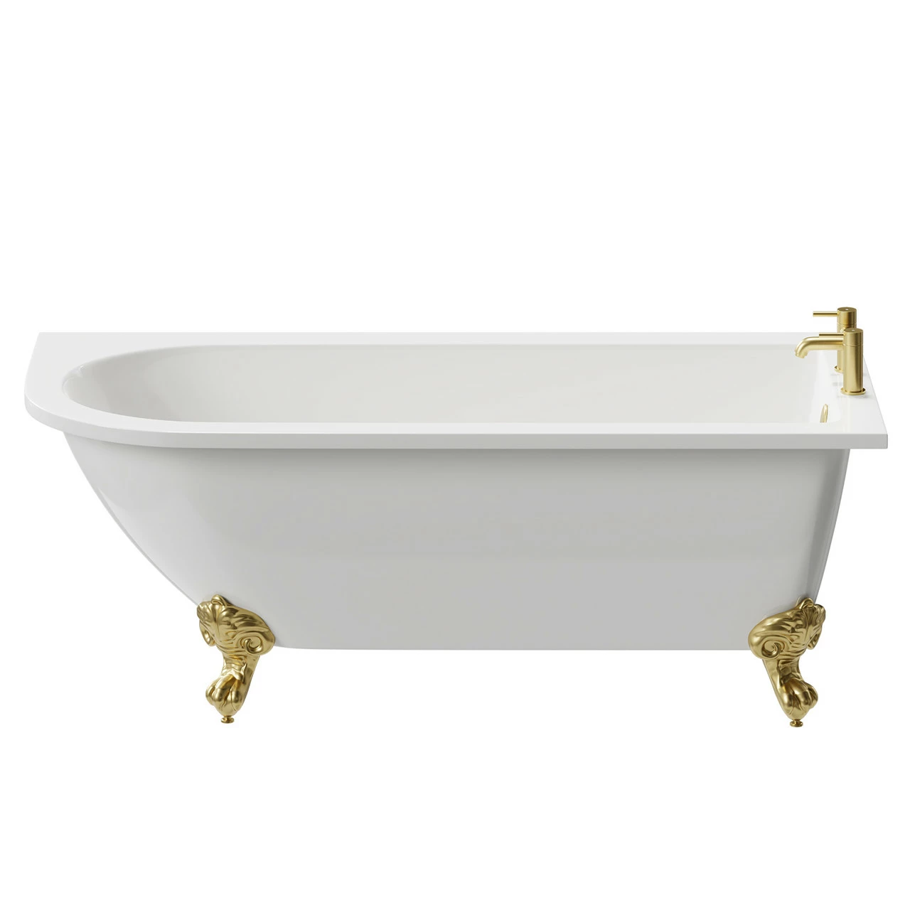Windsor. Oxford 1700mm X 750mm Right Hand Single Ended Freestanding Shower Bath With Brushed Brass Claw Feet - Image 4