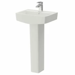 Paulo 520mm Basin With 1 Tap Hole And Full Pedestal