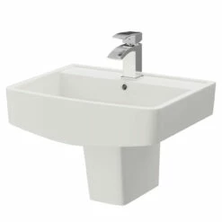 Paulo 520mm Basin With 1 Tap Hole And Semi Pedestal