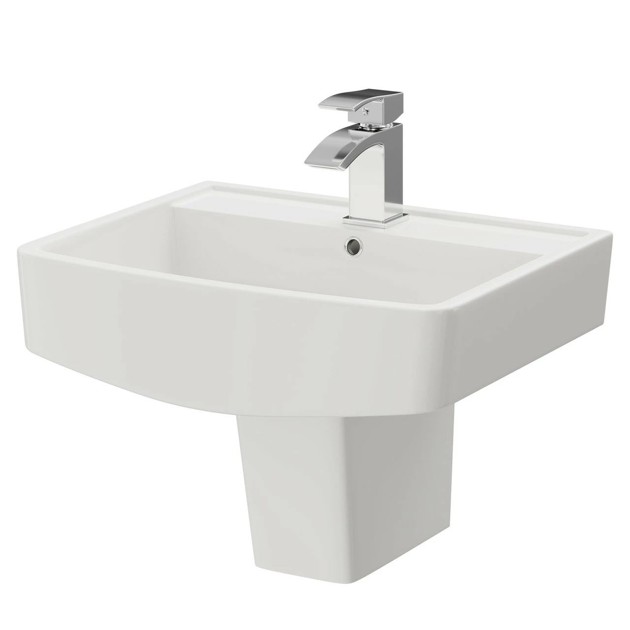Paulo 520mm Basin With 1 Tap Hole And Semi Pedestal 3 Paulo 520mm Basin With 1 Tap Hole And Semi Pedestal
