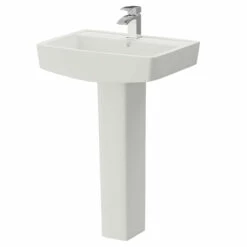 Paulo 600mm Basin With 1 Tap Hole And Full Pedestal