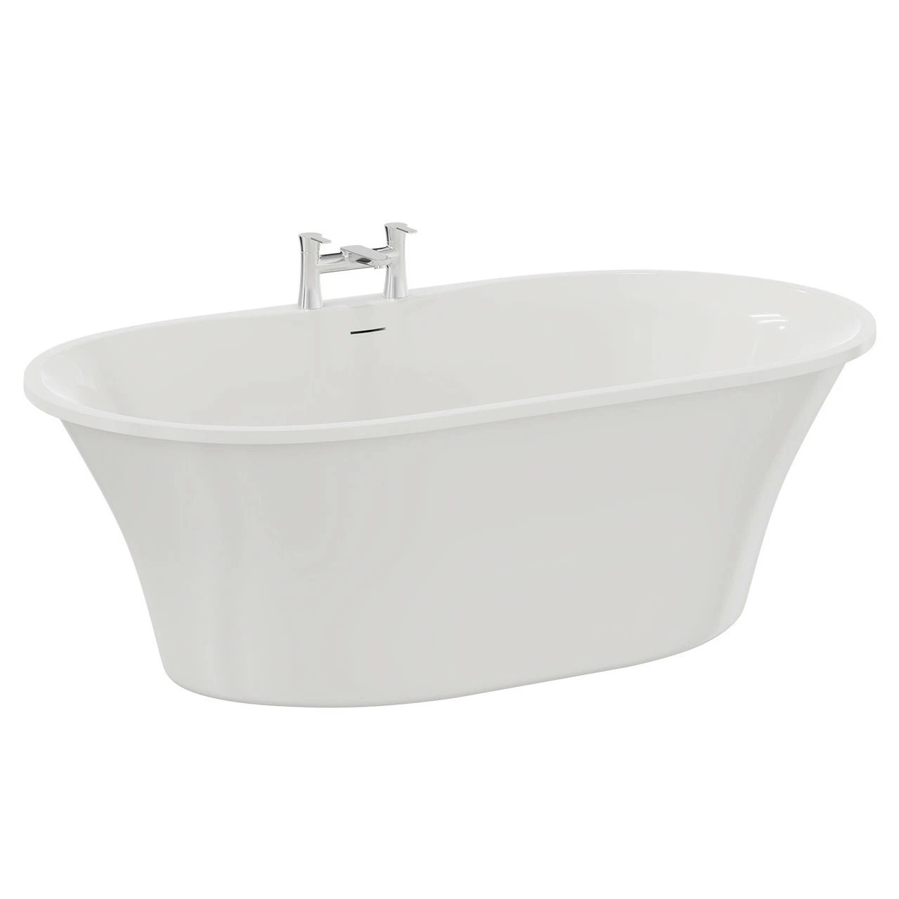Pescara White 1660mm X 730mm Double Ended Freestanding Bath With White Waste - Image 3