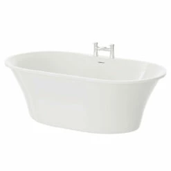 Pescara White 1660mm X 730mm Double Ended Freestanding Bath With White Waste