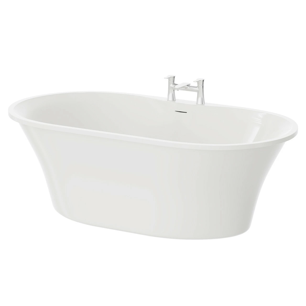 Pescara White 1660mm X 730mm Double Ended Freestanding Bath With White Waste