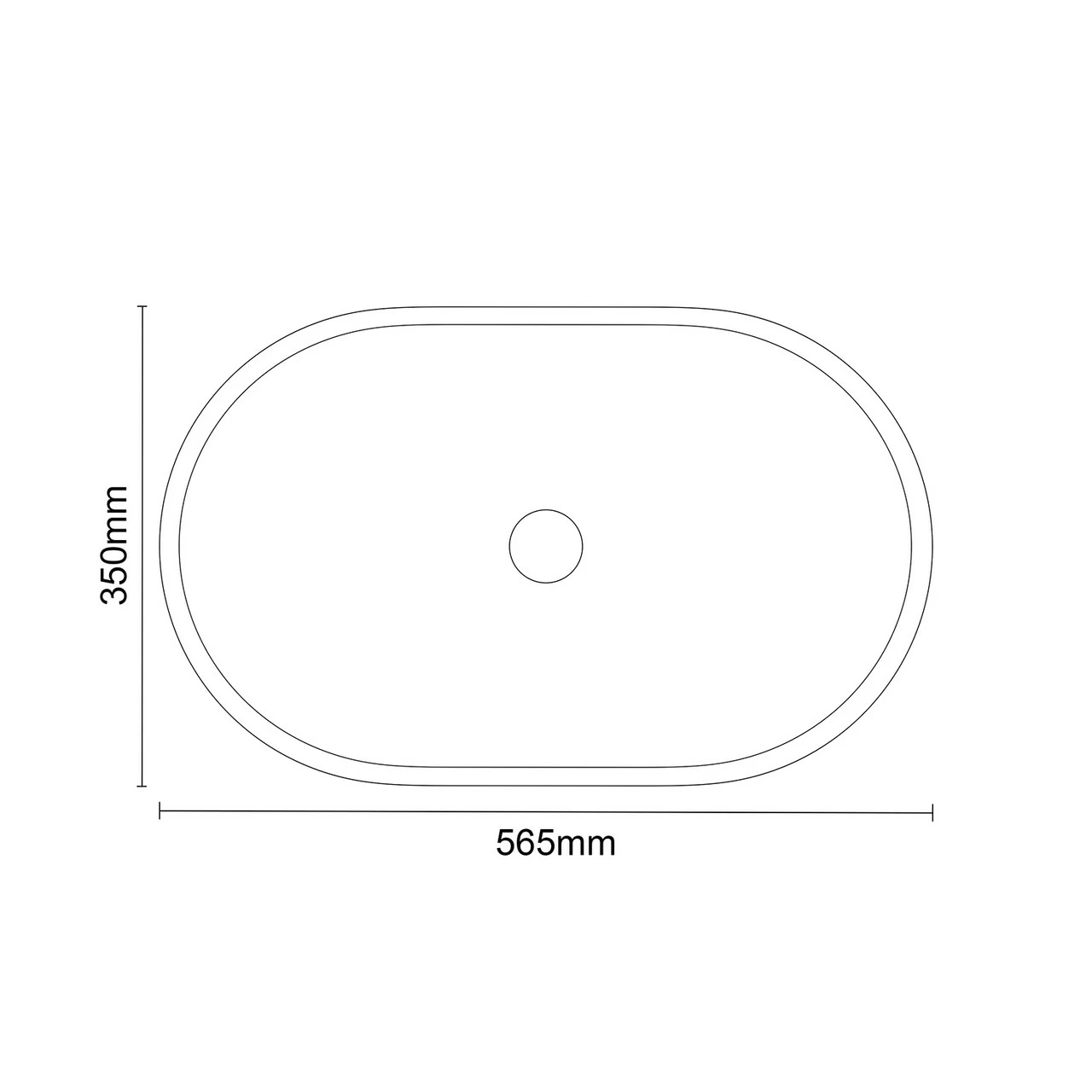 Pinal 565mm X 350mm Oval Countertop Basin 8 Pinal 565mm X 350mm Oval Countertop Basin - Image 6