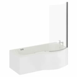 Plage 1700mm 12 Jet Chrome Flat Jet Right Hand P Shaped Whirlpool Shower Bath With Bath Screen And Front Bath Panel -Bathroom Products Sales Store plage 1700mm 12 jet chrome flat jet right hand p shaped whirlpool shower bath with bath screen and front bath panel left 32490.1691438803